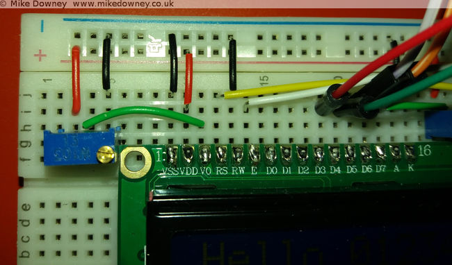 Wiring up the LCD1602 display