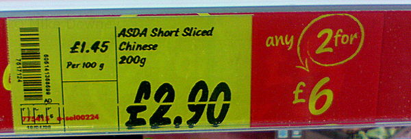 One for 2 pounds 90 or two for 6 pounds
