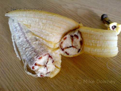Strange banana with red bits