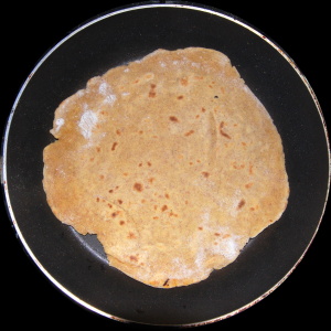 Frying a tortilla