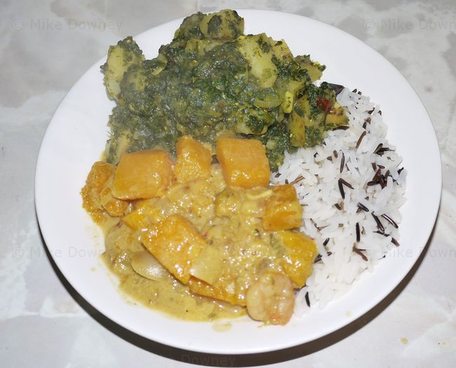 Saag Aloo and Butternut squash curry