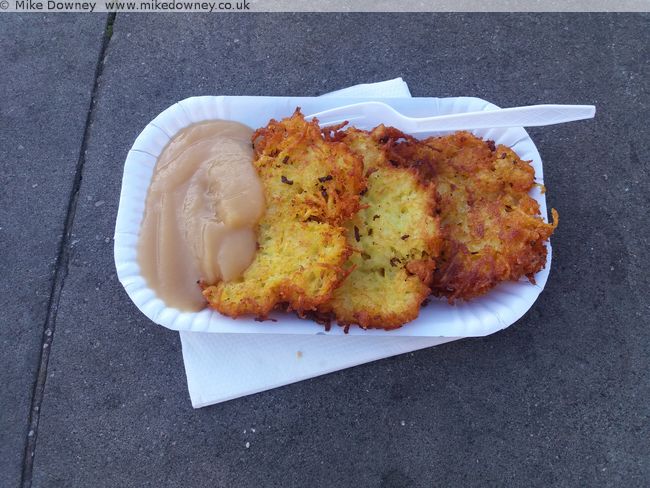 Potato pancakes with apple sauce