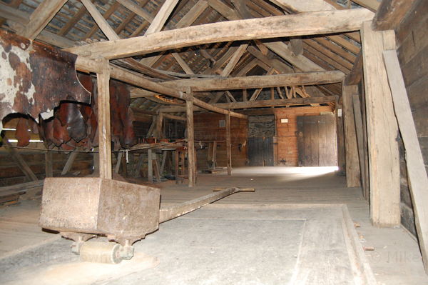 Inside an old barn